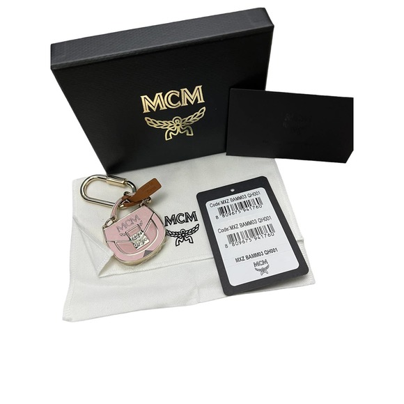 MCM Metal Pink Gold Bag Charm key chain Key Fob - Picture 1 of 6